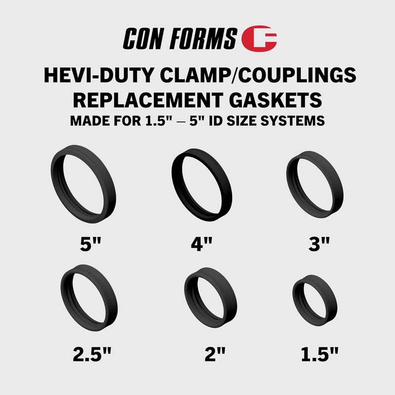 Con Forms 5" Snap Clamp Coupling Gasket Hevi-Duty Concrete Pumping Placing Line Replacement Rubber Gasket, Box of 4 (CG50D-4) - Image 3